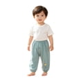 thumbnail image 5 of jiaxiM Boys Cotton Linen Harem Pants Elastic Waist Loose Lightweight Breathable Long Bloomers Kid Summer Casual School Joggers Baggy Beach Trousers, 5 of 5