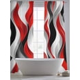 thumbnail image 6 of Sheer Curtains 84 Inches Long, Red Black Grey Light Filtering Window Curtains for Living Room/Bedroom, Moire Modern Artwork Abstract Rod Pocket Voile Sheer Curtain Drapes, 52"W x 84"L, 2 Panels, 6 of 8