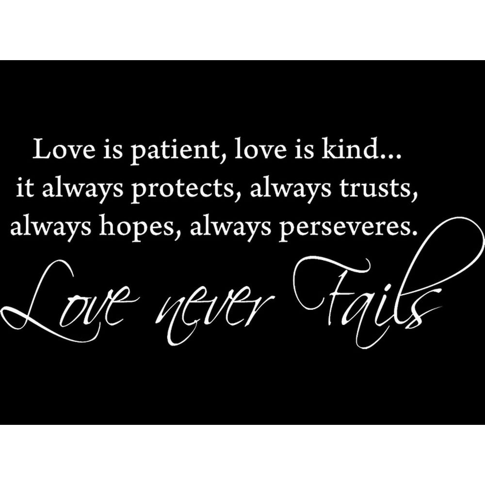 White 22" x 9.5" Love is patient, love is kind... Vinyl wall art