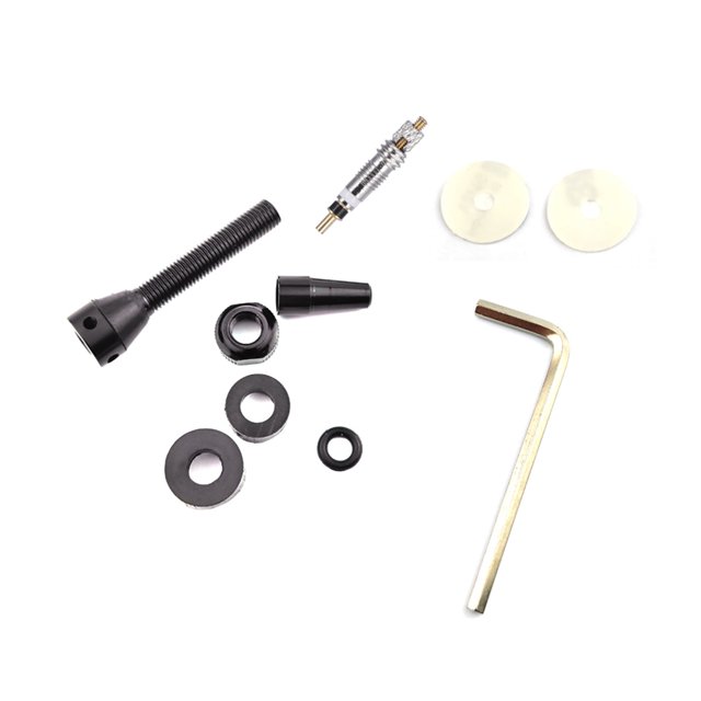 Juego De Válvulas Presta De Bicicleta Juego de válvula Presta sin cámara para bicicleta, herramienta anodizada mecanizada CNC para bicicleta (60 mm, negro) Likrtyny Accesorios para bicicletas