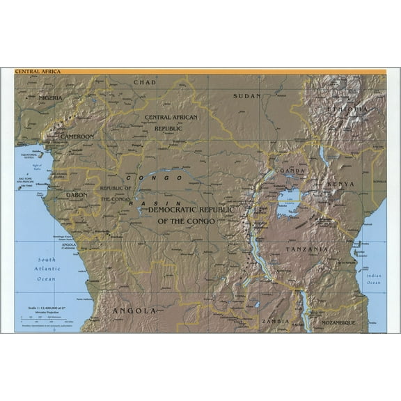 24"x36" Gallery Poster, cia map of Central Africa 2000