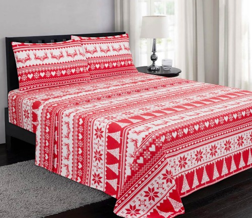 Mainstays Queen Flannel Sheet Set, Christmas Deer - Walmart.com - Walmart.com
