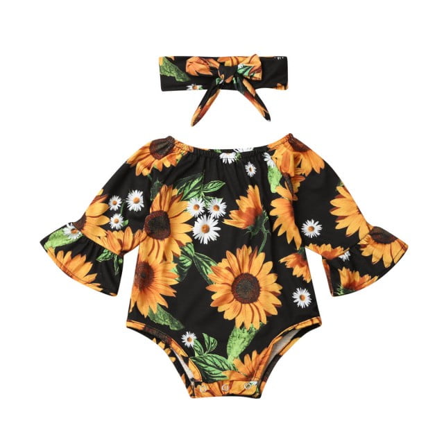 sunflower print baby clothes
