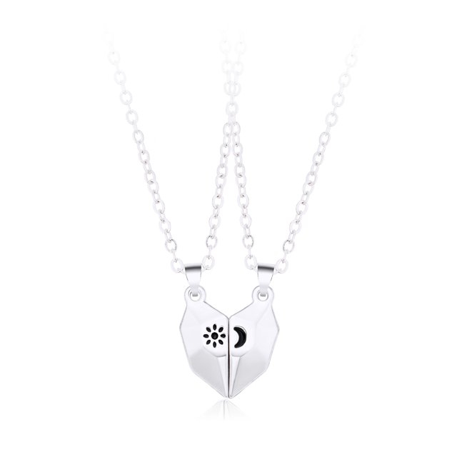 Collar de pareja de piedras de los deseos, colgante con diseño de nicho de piedra con imán de moda Simple, sol, luna, amor, Día de San Valentín