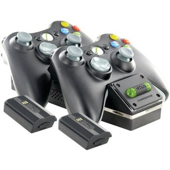 Recharge Station - Nyko Dual Port Recharging Dock Charging Stand Charge Base for Microsoft Xbox 360 Gaming Controllers, Black (Open Box - Like New)