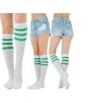 thumbnail image 3 of ToBeInStyle Women's Pack of 6 Knee High Socks - Full Body White Socks with Triple Colored Stripes, 3 of 7