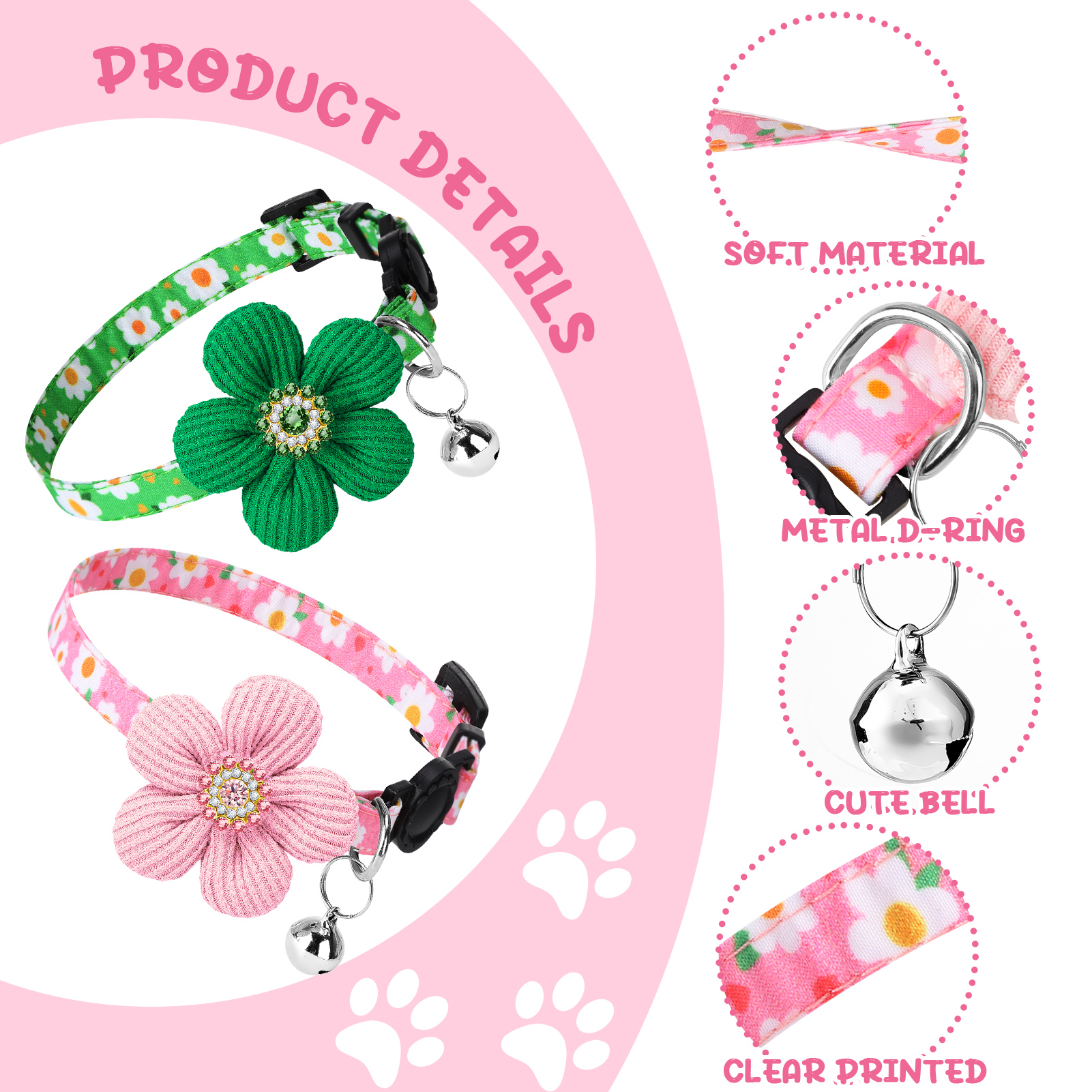 Shuaien Cute Cat Collar with Bells, 4-Pack Adjustable photo 4