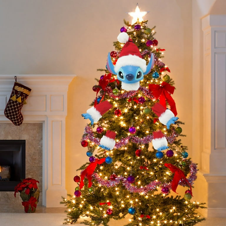 Stitch Christmas Tree Decorations 5-Piece Set - Stitch Ornaments with Santa Hat & Holiday Designs,Fun Party Decor Kit with Hanging Pendants