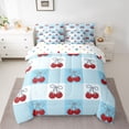 thumbnail image 2 of Homewish Blue Square Buffalo Bedding Comforter Set 7pcs for Teen, Cute Cartoon Cherry Queen Bedding Sets, Kawaii Bow-tie Bowknot Reversible Queen Sheet Sets, Luxury Bedroom Decor, 2 of 7