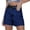 Navy blue, variant on Summer Matched High Women's Shorts Straight Leg Raw Hem Retro Waist Denim Shorts with Pockets