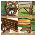 thumbnail image 4 of YfulYde Outdoor Bench Wooden Patio Porch Bench Wagon Wheel Design Rustic Bench for Garden,Porch,Yard(45" Lx21 Wx32 H), 4 of 5