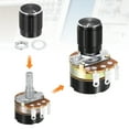 thumbnail image 4 of Uxcell 6 Pack WH138 Potentiometer 100K Ohm Single-Joint Variable Resistors 3 Terminals Linear Taper Rotary with Knob Cap, 4 of 7