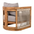 thumbnail image 6 of Premium Acacia Wood Outdoor Club Chair Beige+Natural Curved Tub Design Woven Rope Accents Water-Resistant Quick-Dry Cushions All-Weather Slat Construction Patio Garden Ergonomic Chair Made in Viet Na, 6 of 10
