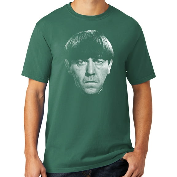 Mens Moe Howard Face Three 3 Stooges Tee Shirt, Small Nordic Green