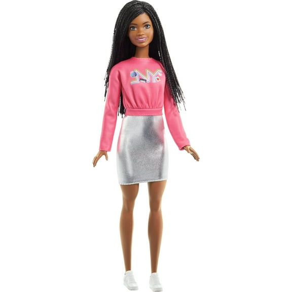 Barbie It Takes Two Brooklyn Doll with Braided Hair, Pink NYC Shirt, Metallic Skirt & Shoes