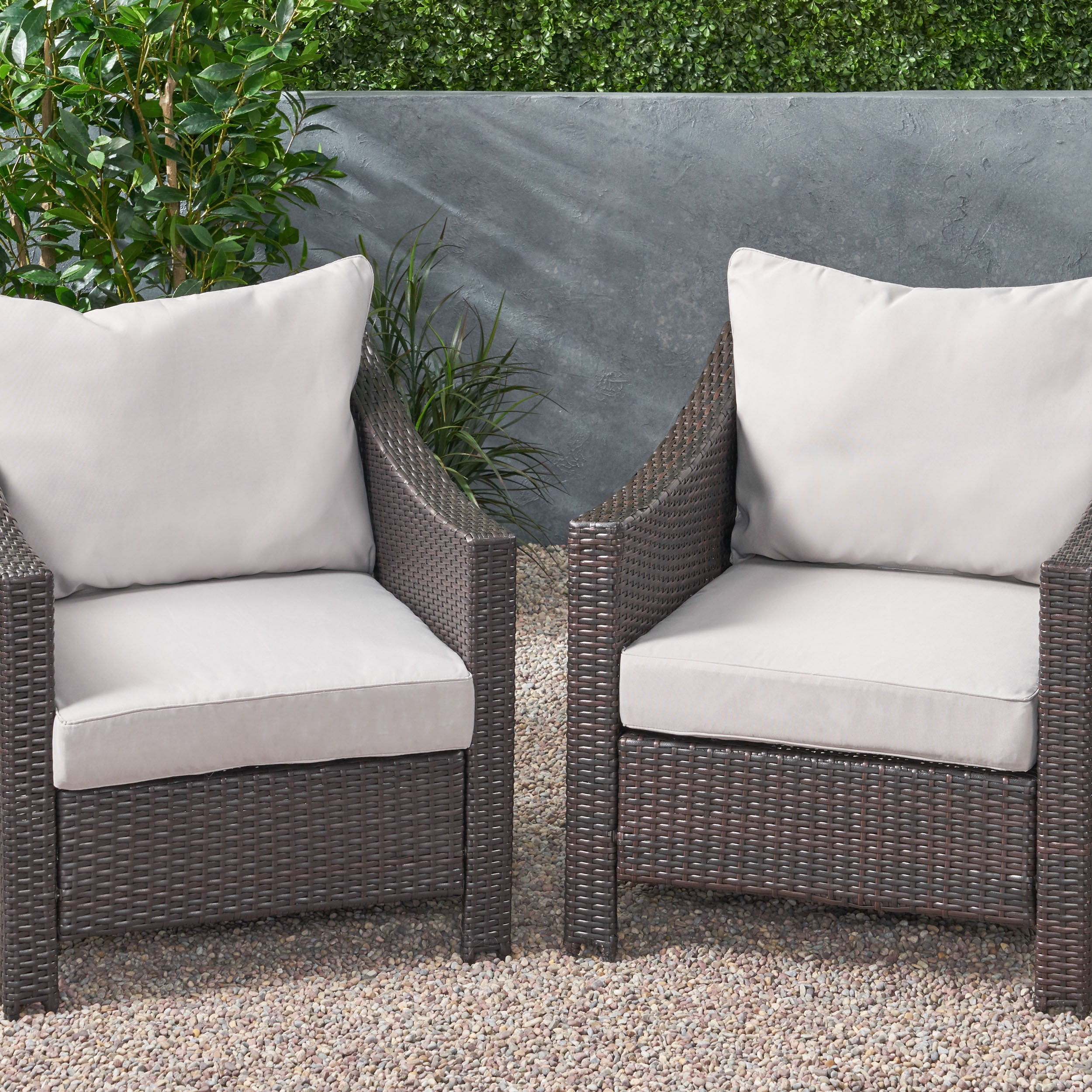 Noble House Attola Outdoor Fabric Club Chair Cushions (Set of 2) in Teal