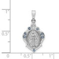 thumbnail image 3 of FB Jewels Sterling Silver Rhodium-plated Polished Miraculous Blue CZ Pendant, 3 of 4