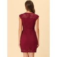 thumbnail image 3 of INSPIRE CHIC Robe Moulante Élégante pour Femme en Tricot Extensible à Manches Cap et Dentelle Florale Intégrale Rouge TG, 3 of 4
