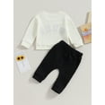 thumbnail image 4 of xiaxaixu Toddler Boys 2PCS Pants Fall Outfits Sets Long Sleeve Letter Embroidery Tops and Drawstring Pants Sets, 4 of 9