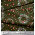 thumbnail image 2 of Soimoi Green Modal Satin Fabric Wreath & Dots Fabric Prints By Yard 42 Inch Wide, 2 of 3