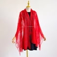 thumbnail image 5 of AHMOMEI Women’s Lace Shawl Wrap, Sheer Open Front Fringed Cover Up, Lightweight Scarf for Evening Dresses Wedding Bridesmaid Party (Red), 5 of 5