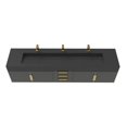 Nile 84" Black Wood Floating Vanity with Black Top and Gold Trim