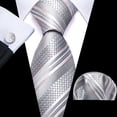 thumbnail image 2 of Set de Corbata Barry.Wang Gris con Rayas Rosadas de Seda, 2 of 5