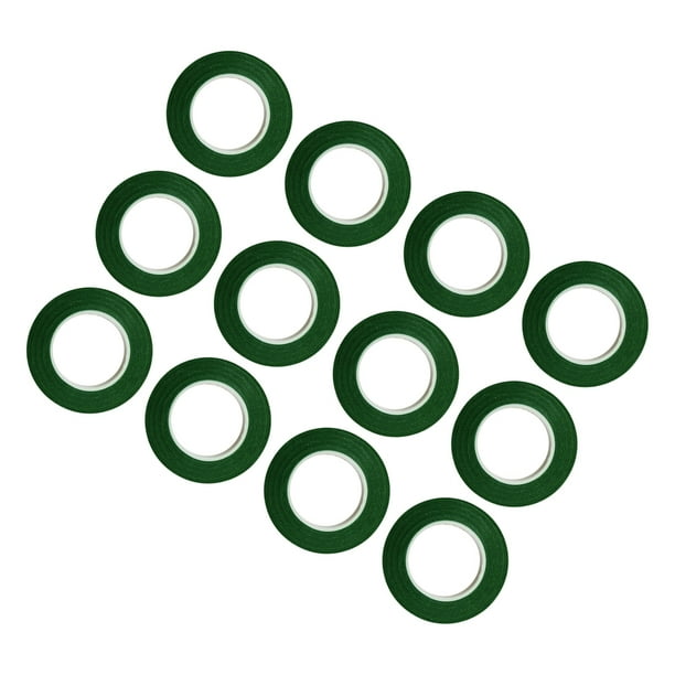 Paquete de 12 cintas elásticas para tallos de floristería, cintas resellables para trabajos con alambre, 11 colores Verde oscuro