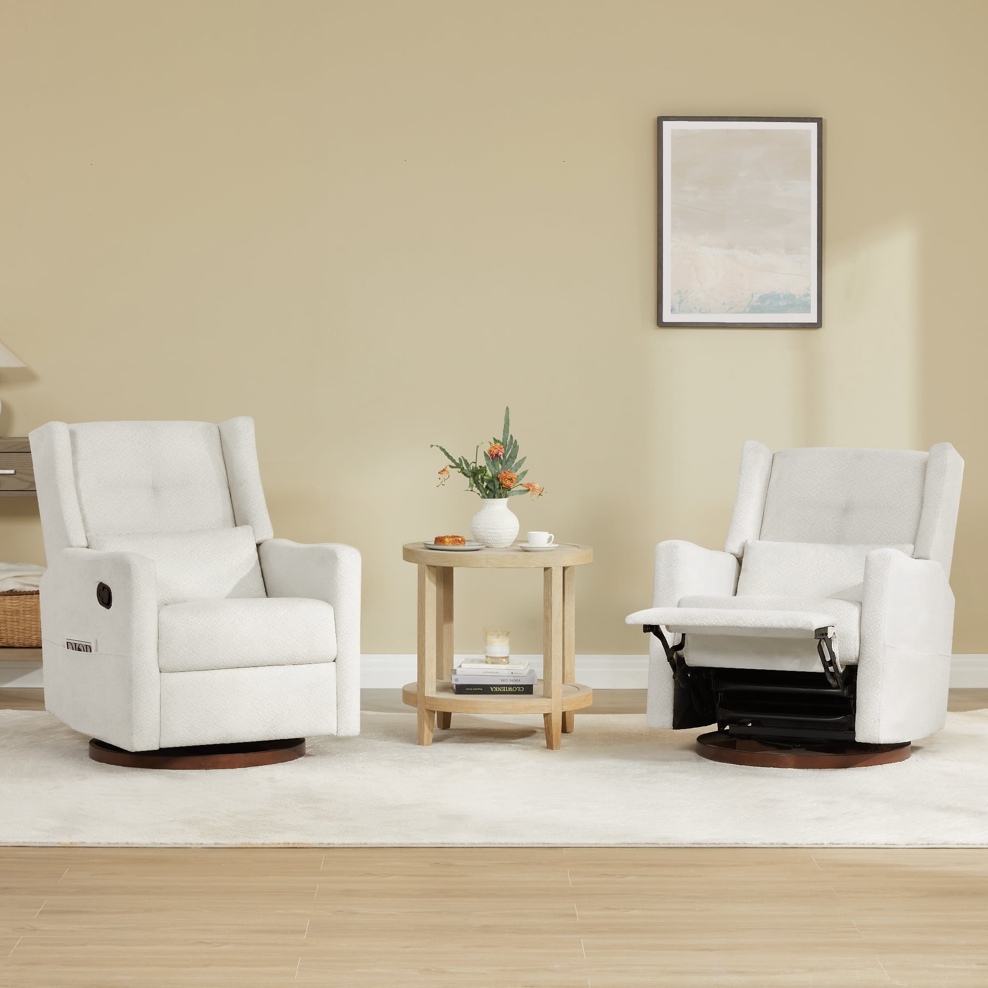 CHITA Manual Swivel Glider Recliner 360°Swivel Fabric Recliner Sofa for Living Room