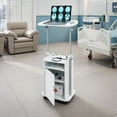 thumbnail image 5 of Techni Mobili Adjustable Laptop Cart – White Rolling Desk with Storage, Height Adjustable Sit/Stand Workstation, 5 of 12