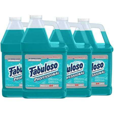 FABULOSO Professional All Purpose Cleaner & Degreaser, Ocean Cool, Concentrated Formula, Bathroom Cleaner, Toilet Cleaner, Floor Cleaner, Shower Cleaner, Glass Cleaner 1 Gallon (Pack of 4) (US05252A)