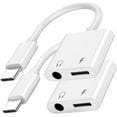 thumbnail image 1 of Aux to USB C 3.5mm Headphone and Charger Adapter, 2 Pack Audio Jack to USB C to Headphone Jack Adapter, 2-in-1 3.5mm to USB C to Aux Adapter for iPhone 15 Headphones, iPad Pro/Samsung Galaxy/Pixel, 1 of 11