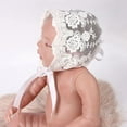 thumbnail image 4 of SPRING PARK 3 Colors Cute Newborn Girls Boys Lovely Cotton Lace Floral Cap Photography Prop Hat with Strap, 4 of 6