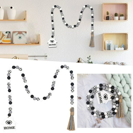 

GNEIKDEING Valentine s Day Pendant Bead String Wooden Beads Rope T el Colorful Decorations European And American Family Holiday Decorations Hangs Black One Size