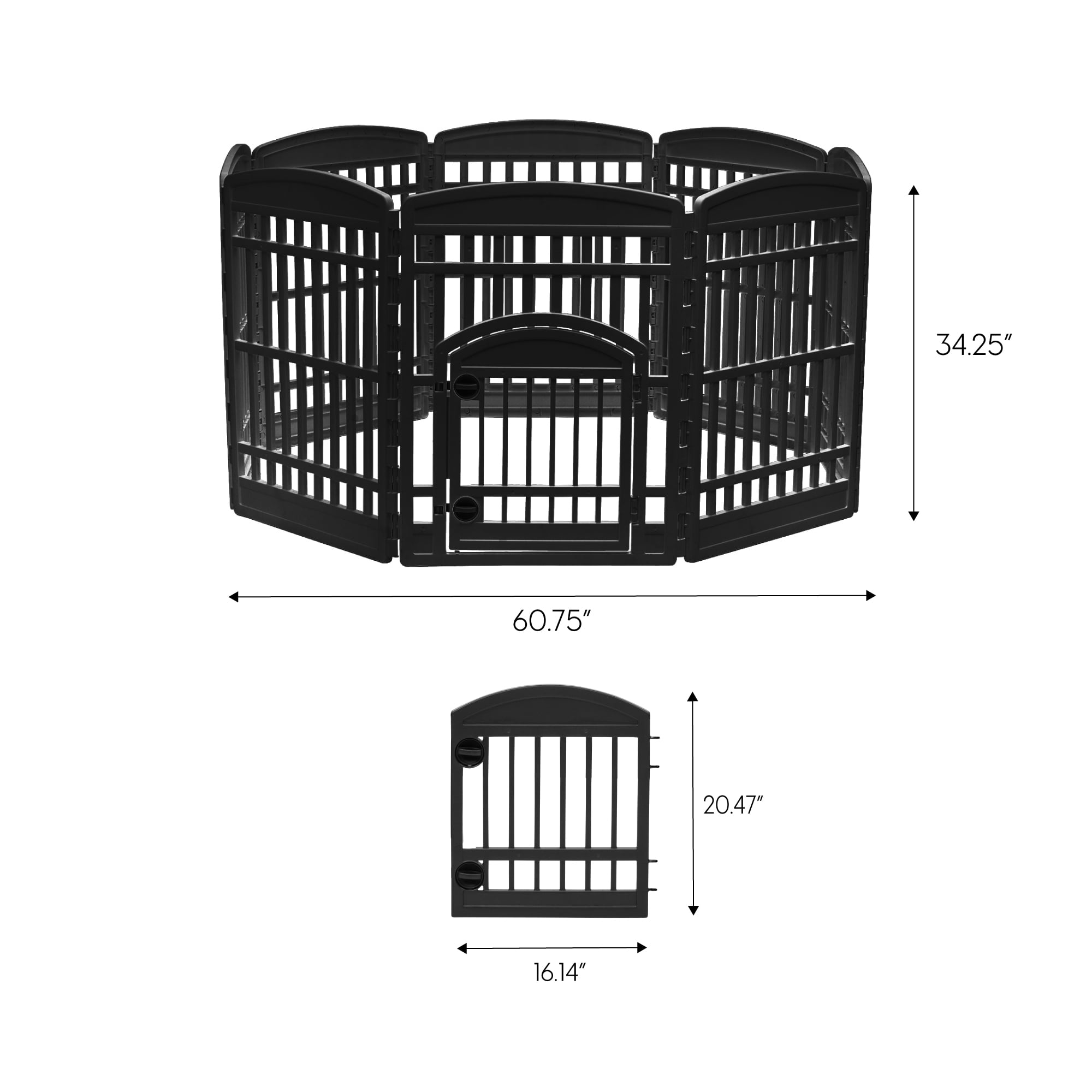 IRIS USA 34" Exercise 8-Panel Pet Playpen with Door, Dog Playpen, for Small, Medium, and Large Dogs, Keep Pets Secure, Easy Assemble, Fold It Down, Easy Storing, Customizable, Black