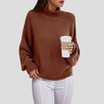 thumbnail image 2 of Bibifish Womens Sweaters Trendy Long Sleeve Loose Fit Knit Sweaters Autumn Winter Thick Thread Pullover Turtleneck Sweaters For Ladies, 2 of 4