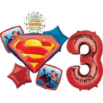 Anagram Superman 3rd Birthday Party Supplies 7pc Balloon Bouquet Decorations