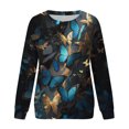 thumbnail image 3 of Gibobby Sudadera Mujer Moda Sudadera informal con cuello redondo para mujer, sudadera de manga larga con estampado de a rayas, informal (Azul, XXL), 3 of 5
