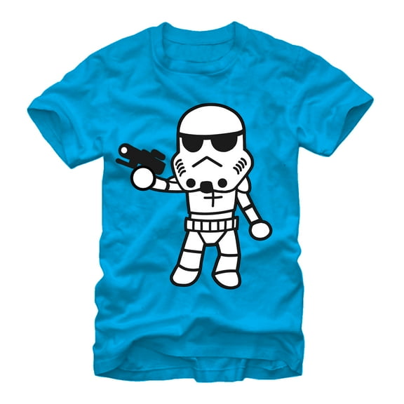Men's Star Wars Stormtrooper Cartoon Blaster Graphic Tee Turquoise Large