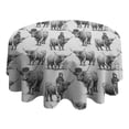 thumbnail image 4 of Gray Highland Cow Person Pattern Round Tablecloth 60"x60",Wrinkle Wipeable Table Cloth for Kitchen Dining Room Picnic Patio Party, 4 of 6