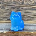 thumbnail image 4 of K-KED Natural Quartz Crystal Carved Lucky Cat Healing Stone Skull Kitty Mascot Animal-Blue Opal Quartz Crystal, 4 of 6