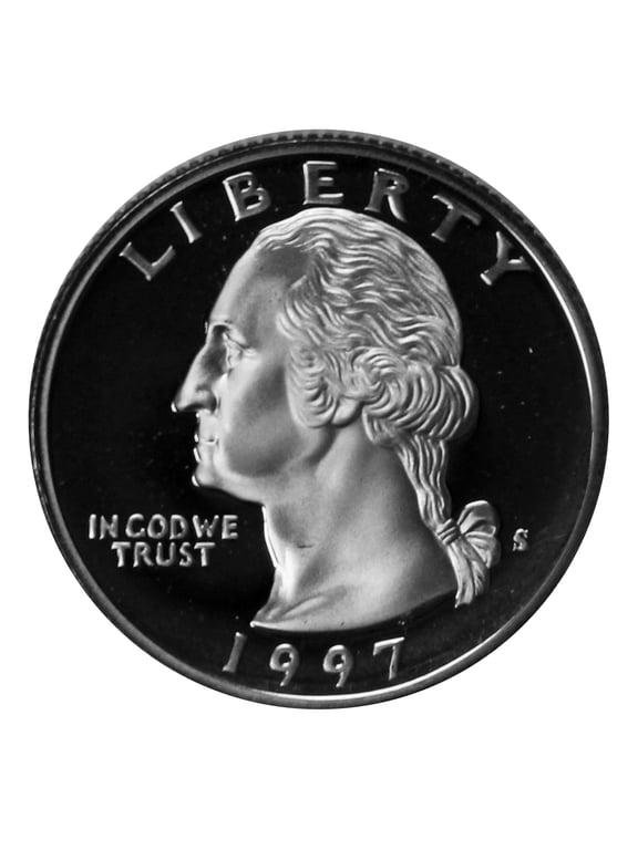 Collectible 1997-S Washington Quarter 25c - Gem Deep Cameo Proof 90% Silver - San Francisco Mint U.S. Coin
