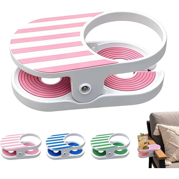 Clip-On Drink Holder, Portable Cup Holder with Clamp for Beach Chair Desk Table Pool, Outdoor Indoor Beverage Holder for Cans Bottles (1pc/2pc)