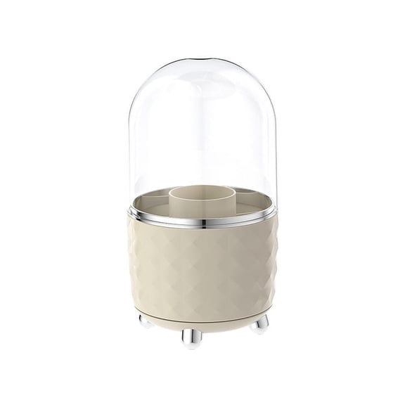 Xirurus Makeup Brush Organizer 360 Rotating, 6 Compartment Holder with Dust Proof Lid for Vanity Bathroom Desk, Diamond Pattern