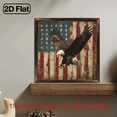 thumbnail image 2 of 2D Flat 1pc Patriotic Wooden Wall Art, 8x8 inches - Majestic Eagle Soaring Over Vintage American Flag, Ideal for Home Office Decor, Perfect Gift for Wildlife Enthusiasts, Modern Style, Wall-Mounte, 2 of 9