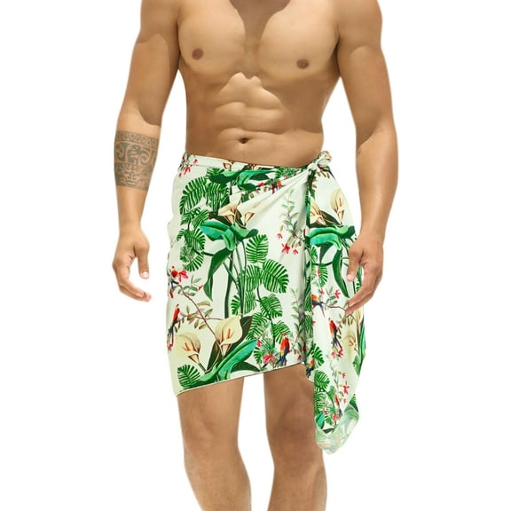 LA LEELA Men's Swimwear Pareo Beach Summer Short Sarong One Size Shamrock, Floral Vacation Holiday Aloha