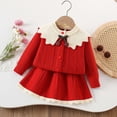 thumbnail image 2 of Zshosam Girls Skirt Toddler Girl Clothes Fall Winter Outfits Little Girl Ruffle Long Sleeve Knit Sweater Shirts Plaid Skirts Set Size 3T 4T,(Red 3-4 Years), 2 of 4