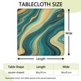 thumbnail image 2 of Teal Gold Wave Marble Pattern Square Fitted Tablecloth with Elastic Edge,Square Table Cover,Washable Elastic Table Cover for Home Kitchen Party Decor 36"x36", 2 of 6