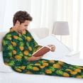 thumbnail image 5 of Bingfone Men's Pajama Set 2 Piece Loungewear PJs, Long Sleeve with Pajama Pants-Pineapples with Palm Leaves, 5 of 7