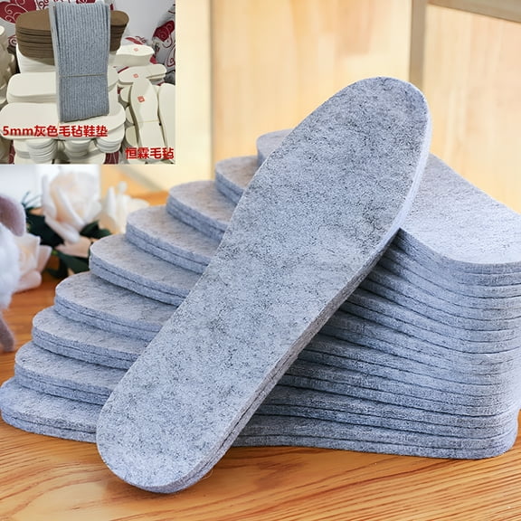 TELOLY Keep Warm Thicken Wool Felt Insoles Men Women Breathable Soft Sweat Absorbent Thermal Washable Shoe Boots Pads